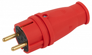  Вилка ЭРА VX10-R-IP44 каучуковая c заземлением 16А IP44 прямая красная