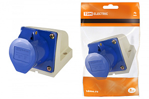  Розетка 123 стационарная 2Р+РЕ 32А 220В IP44 TDM