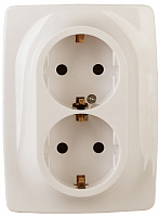  12-2116-02 ЭРА Розетка 2X2P+E Schuko, 16A-250В, IP20, винт, Эра12, слоновая кость (10/100/1600)