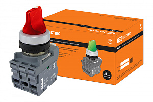  Переключатель на 2 положения с фиксацией M2SS1-21R короткая ручка(LED) d22мм/220B 1з+1р красный TDM
