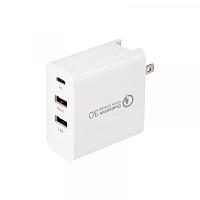  Сетевое зарядное устройство 2xUSB+USB Type-С, переходник + адаптер, 48W белое REXANT