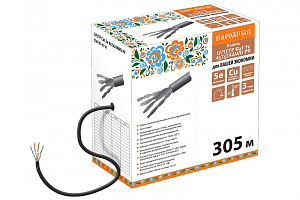  Кабель витая пара народный U/UTP Cat 5e 4х2х24AWG (305м) PE, чёрный