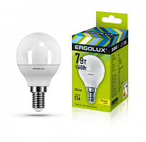  Ergolux LED-G45-7W-E14-3K (Эл.лампа светодиодная Шар 7Вт E14 3000K 172-265В)