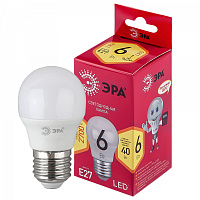  Лампочка светодиодная ЭРА RED LINE LED P45-6W-827-E27 R E27 / Е27 6Вт шар теплый белый свет