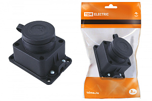  Розетка настенная с заглушкой каучук 2Р+РЕ 16А 250В IP44 TDM