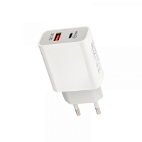  Сетевое зарядное устройство REXANT USB-A+USB-C адаптер, 18W белое