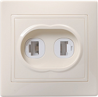  KVARTA Розетка 2-местная RJ11+RJ45 кат.5е РК/Т12-ККм кремовый IEK