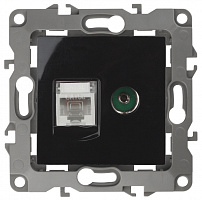  12-3110-06 ЭРА Розетка комбинированная RJ45+TV, IP20, Эра12, чёрный (10/100/3200)