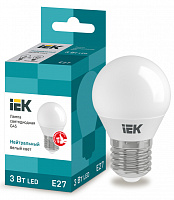  Лампа светодиодная G45 шар 3Вт 230В 4000К E27 IEK