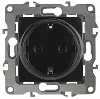  12-2102-06 ЭРА Розетка 2P+E Schuko со шторками, 16A-250В, IP20, Эра12, чёрный (10/100/2800)