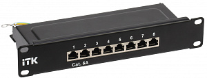  ITK 1U патч-панель кат.6A STP 8 портов 10" (Dual IDC)