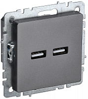  BRITE Розетка USB A+A 5В 3,1А РЮ10-1-БрС сталь IEK