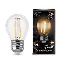  Лампа Gauss Filament Шар 7W 550lm 2700К Е27 LED 1/10/50