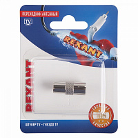  Переходник антенный, (гнездо TV - штекер TV), 1 шт. REXANT