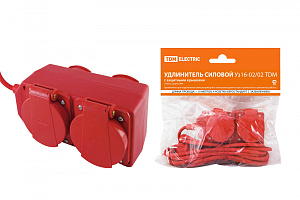  Удлинитель силовой Уз16-02/02 TDM (с крышками IP44, 4 места/10м ПВС 3х1,0)