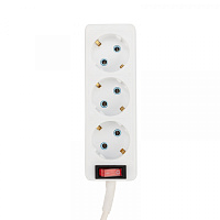  Удлинитель 3 гнезда, 5м, 3х0,75мм², с/з, с кнопкой, белый PROconnect