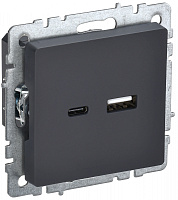  BRITE Розетка USB A+C 18Вт РЮ11-1-БрГ графит IEK